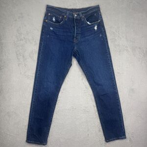 Levi's 501 Skinny Jeans Womens 30x30 Blue Denim Cotton Distressed Button Fly